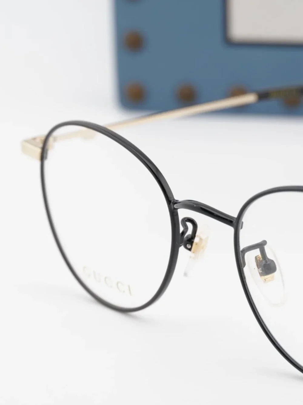 Gucci GG0607OK 003 Round Eyeglasses - Black/Gold 50mm